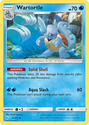 Pokemon TCG - SM - Unbroken Bonds - Wartortle - 34/214 - Reverse Holofoil