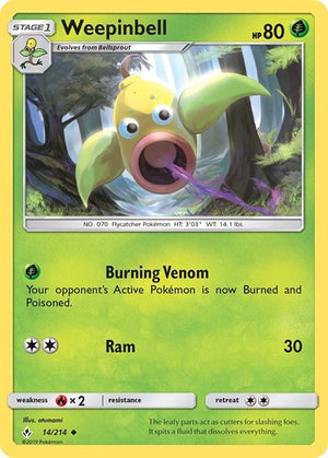 Pokemon TCG - SM - Unbroken Bonds - Weepinbell - 14/214 - Reverse Holofoil