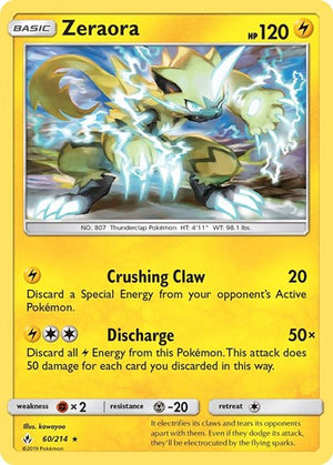 Pokemon TCG - SM - Unbroken Bonds - Zeraora - 60/214 - Reverse Holofoil