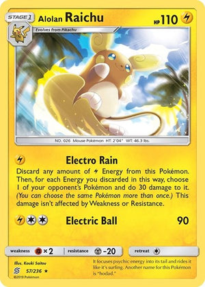 Pokemon TCG - SM - Unified Minds - Alolan Raichu - 57/236 - Holofoil