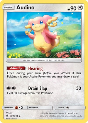 Pokemon TCG - SM - Unified Minds - Audino - 177/236 - Reverse Holofoil