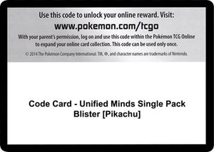 Pokemon TCG - SM - Unified Minds - Code Card - Unified Minds Single Pack Blister