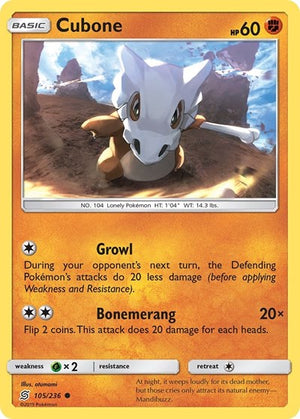 Pokemon TCG - SM - Unified Minds - Cubone - 105/236 - Reverse Holofoil