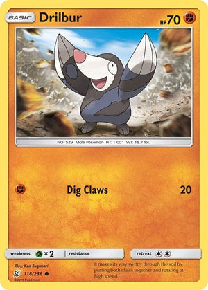 Pokemon TCG - SM - Unified Minds - Drilbur - 118/236 - Reverse Holofoil