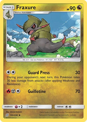 Pokemon TCG - SM - Unified Minds - Fraxure - 155/236 - Reverse Holofoil