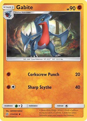 Pokemon TCG - SM - Unified Minds - Gabite - 113/236 - Reverse Holofoil