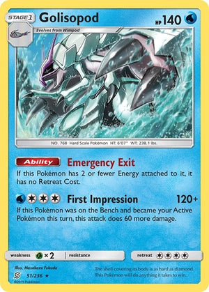 Pokemon TCG - SM - Unified Minds - Golisopod - 51/236 - Reverse Holofoil