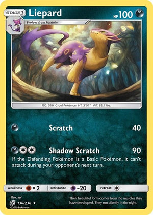 Pokemon TCG - SM - Unified Minds - Liepard - 136/236 - Reverse Holofoil