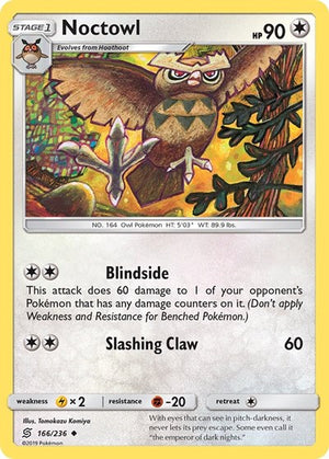 Pokemon TCG - SM - Unified Minds - Noctowl - 166/236 - Reverse Holofoil