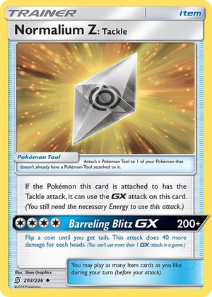 Pokemon TCG - SM - Unified Minds - Normalium Z: Tackle - 203/236 - Reverse Holofoil