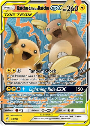 Pokemon TCG - SM - Unified Minds - Raichu & Alolan Raichu GX - 54/236 - Holofoil