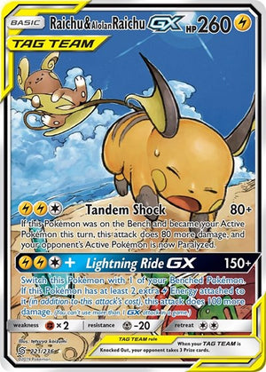 Pokemon TCG - SM - Unified Minds - Raichu & Alolan Raichu GX - 221/236 - Holofoil