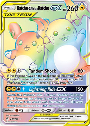Pokemon TCG - SM - Unified Minds - Raichu & Alolan Raichu GX - 241/236 - Holofoil