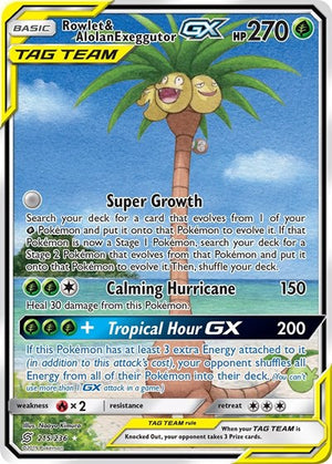 Pokemon TCG - SM - Unified Minds - Rowlet & Alolan Exeggutor GX - 215/236 - Holofoil