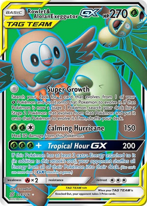 Pokemon TCG - SM - Unified Minds - Rowlet & Alolan Exeggutor GX - 214/236 - Holofoil