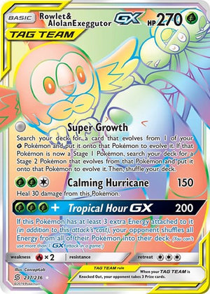 Pokemon TCG - SM - Unified Minds - Rowlet & Alolan Exeggutor GX - 237/236 - Holofoil
