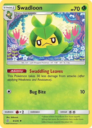 Pokemon TCG - SM - Unified Minds - Swadloon - 8/236 - Reverse Holofoil