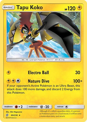 Pokemon TCG - SM - Unified Minds - Tapu Koko - 69/236 - Reverse Holofoil