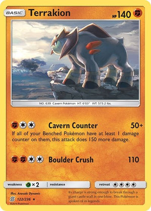 Pokemon TCG - SM - Unified Minds - Terrakion - 122/236 - Reverse Holofoil