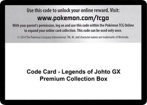 Pokemon TCG - SM - Ultra Prism - Code Card - Legends of Johto GX Premium Collection Box
