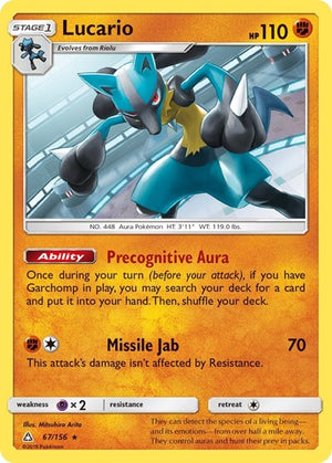 Pokemon TCG - SM - Ultra Prism - Lucario - 67/156 - Reverse Holofoil