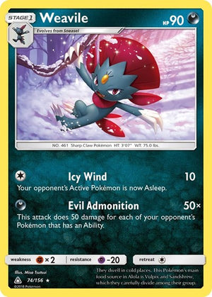 Pokemon TCG - SM - Ultra Prism - Weavile - 74/156 - Reverse Holofoil