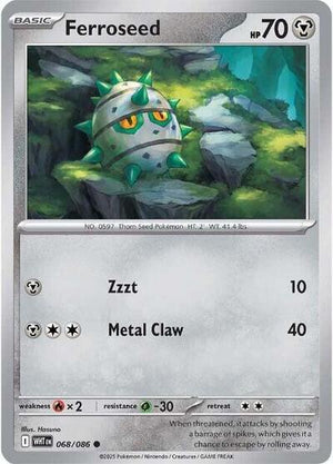 Pokemon TCG - SV10.5: White Flare - Ferroseed - 068/086 - Masterball - Holofoil