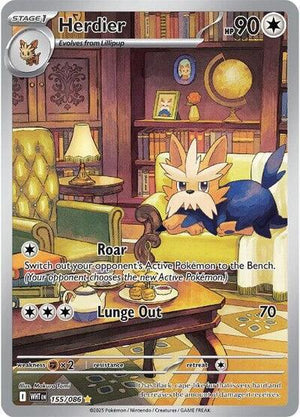 Pokemon TCG - SV10.5: White Flare - Herdier - 155/086 - Holofoil