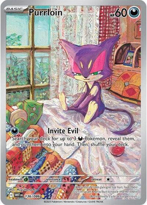 Pokemon TCG - SV10.5: White Flare - Purrloin - 136/086 - Holofoil