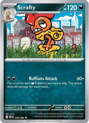 Pokemon TCG - SV10.5: White Flare - Scrafty - 058/086 - Reverse Holofoil