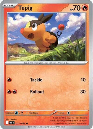 Pokemon TCG - SV10.5: White Flare - Tepig - 011/086 - Masterball - Holofoil