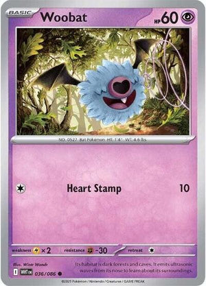 Pokemon TCG - SV10.5: White Flare - Woobat - 036/086 - Reverse Holofoil