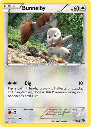 Pokemon TCG - XY Base Set - Bunnelby - 111/146 - Reverse Holofoil