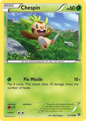 Pokemon TCG - XY Base Set - Chespin - 12/146 - Reverse Holofoil