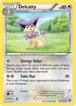 Pokemon TCG - XY Base Set - Delcatty - 105/146 - Reverse Holofoil