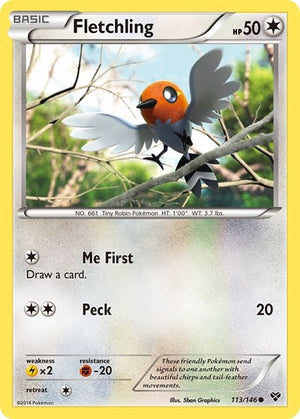Pokemon TCG - XY Base Set - Fletchling - 113/146 - Reverse Holofoil
