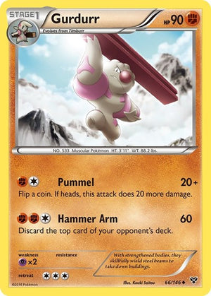 Pokemon TCG - XY Base Set - Gurdurr - 66/146 - Reverse Holofoil