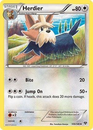 Pokemon TCG - XY Base Set - Herdier - 109/146 - Reverse Holofoil