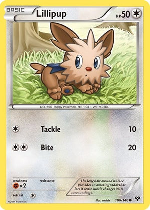 Pokemon TCG - XY Base Set - Lillipup - 108/146 - Reverse Holofoil
