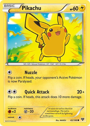 Pokemon TCG - XY Base Set - Pikachu - 42/146 - Reverse Holofoil