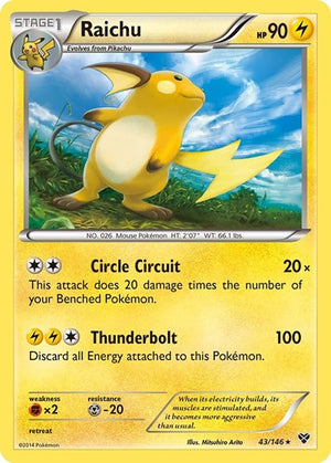 Pokemon TCG - XY Base Set - Raichu - 43/146 - Reverse Holofoil