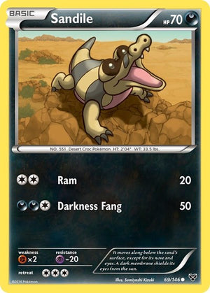 Pokemon TCG - XY Base Set - Sandile - 69/146 - Reverse Holofoil