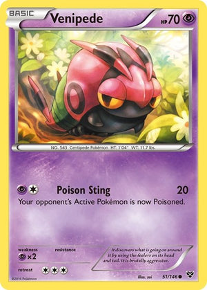 Pokemon TCG - XY Base Set - Venipede - 51/146 - Reverse Holofoil