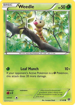 Pokemon TCG - XY Base Set - Weedle - 3/146 - Reverse Holofoil