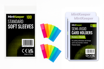 MintKeeper Pro Grading Bundle – 50 Submissions (100 Sleeves + 50 Semi-Rigids + Pull Tabs)