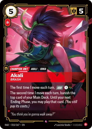 Riftbound - Radiance - Akali, Brash - 015/167 - Rare