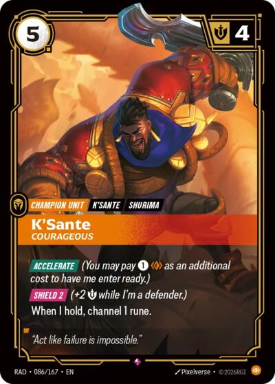 Riftbound - Radiance - K'Sante, Courageous - 086/167 - Rare